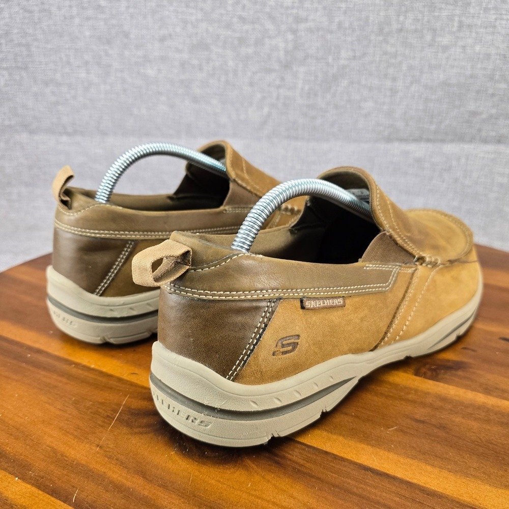 Skechers Mens Relaxed Fit Slip On Loafers 64858EWW Dark Taupe Leather Size 9 - Picture 8 of 14